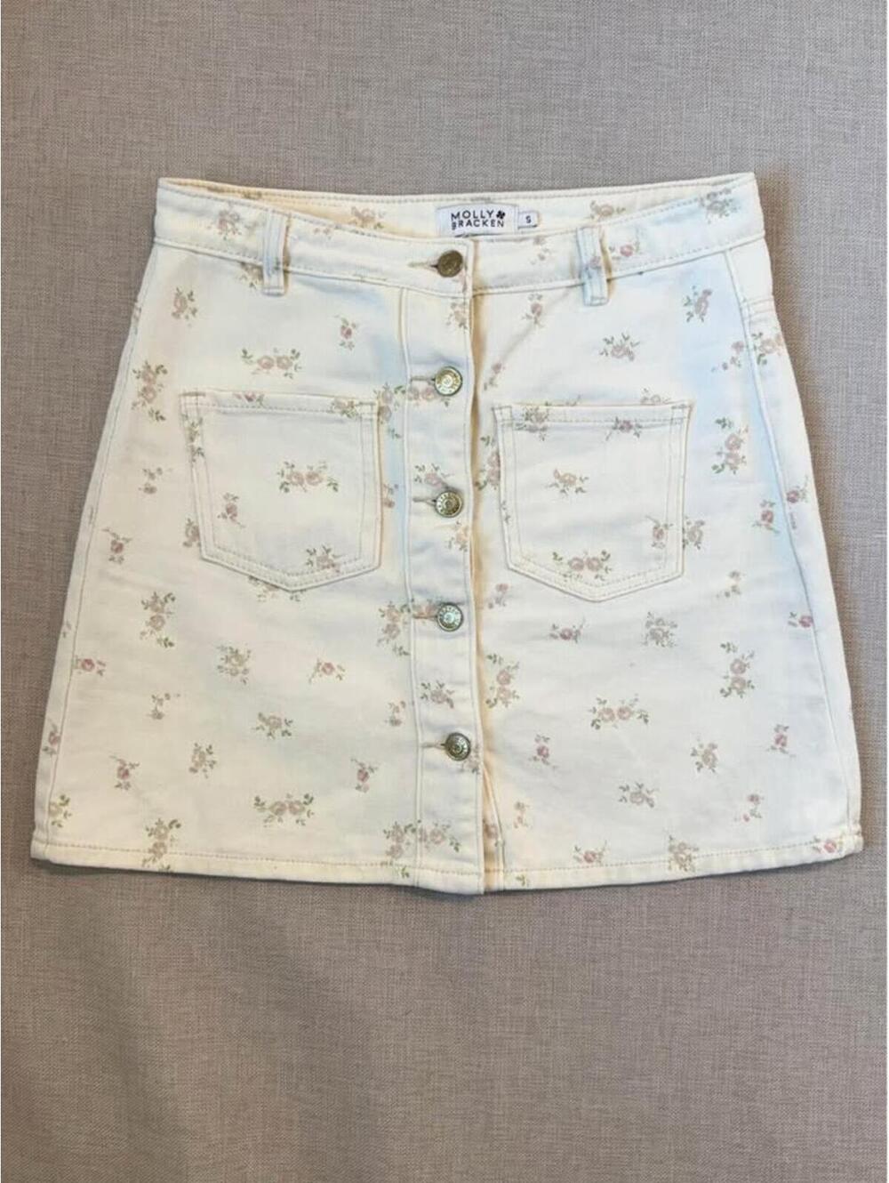 Molly Bracken Denim Floral Skirt - Small